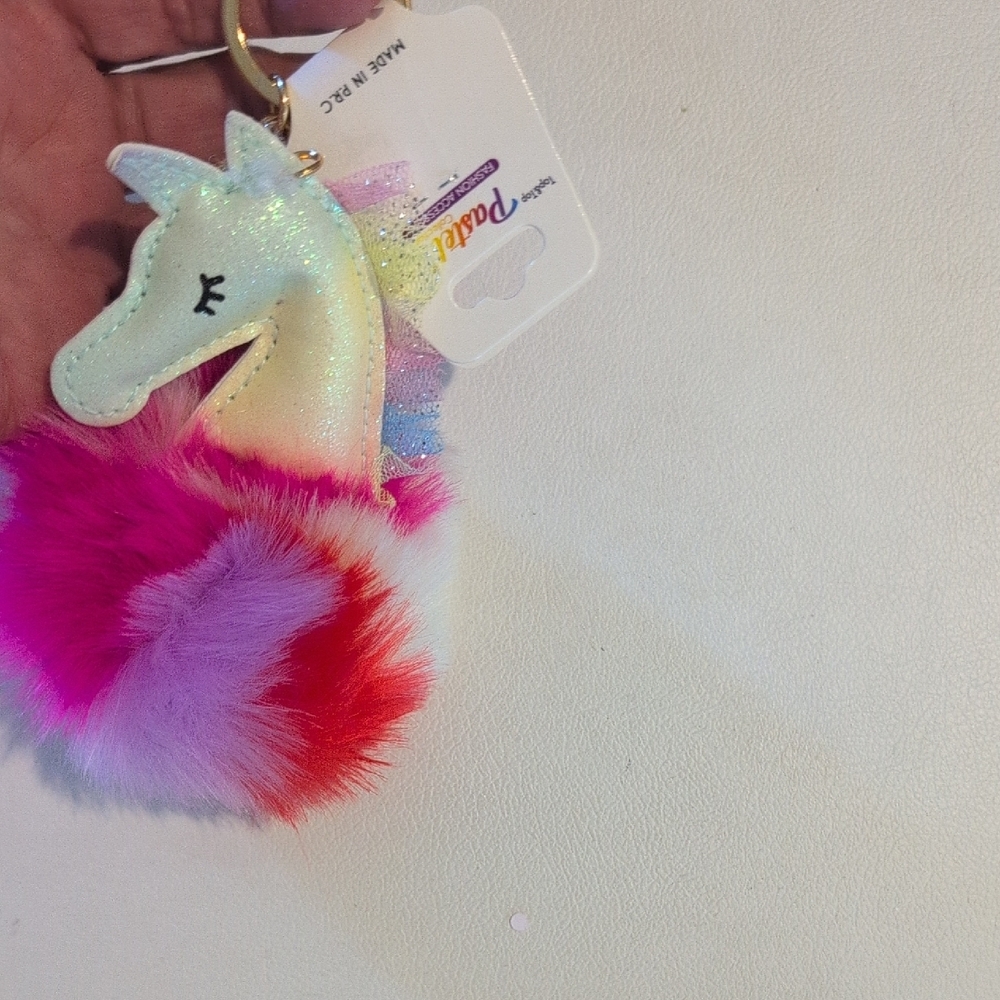 Pastels Glittery Blue Unicorn Keychain
